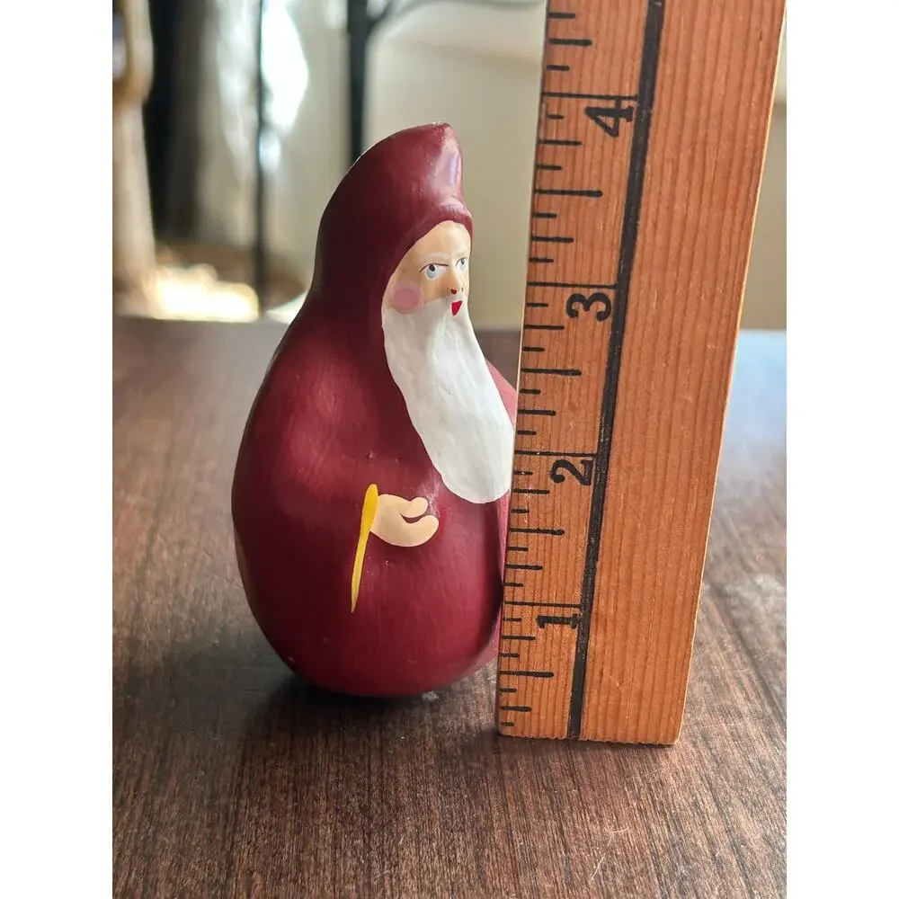 Vintage Folk Art Santa Claus Gourd Christmas Figurine 4”